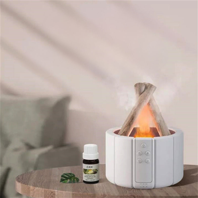 Illuminated Multifunctional Table Lamp with Humidifier and Aroma Diffuser – Enchanting Flame Effect with Remote Control