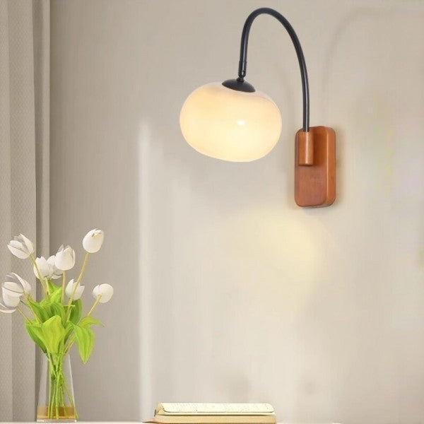 Stylish Bauhaus Wall Lamp with Rotating Function - Khaki Glass Wall Light for Indoor Use, Ø 18 cm