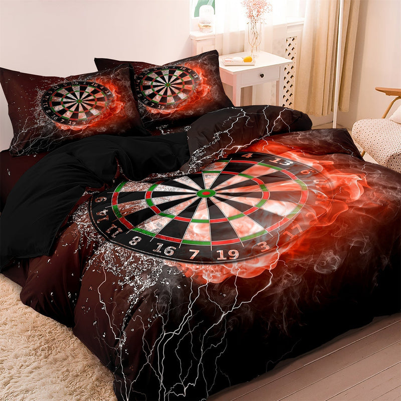 Adventurous Darts Duvet Cover 140x200 for Children – Cotton Bed Textile with a Fiery Darts Print