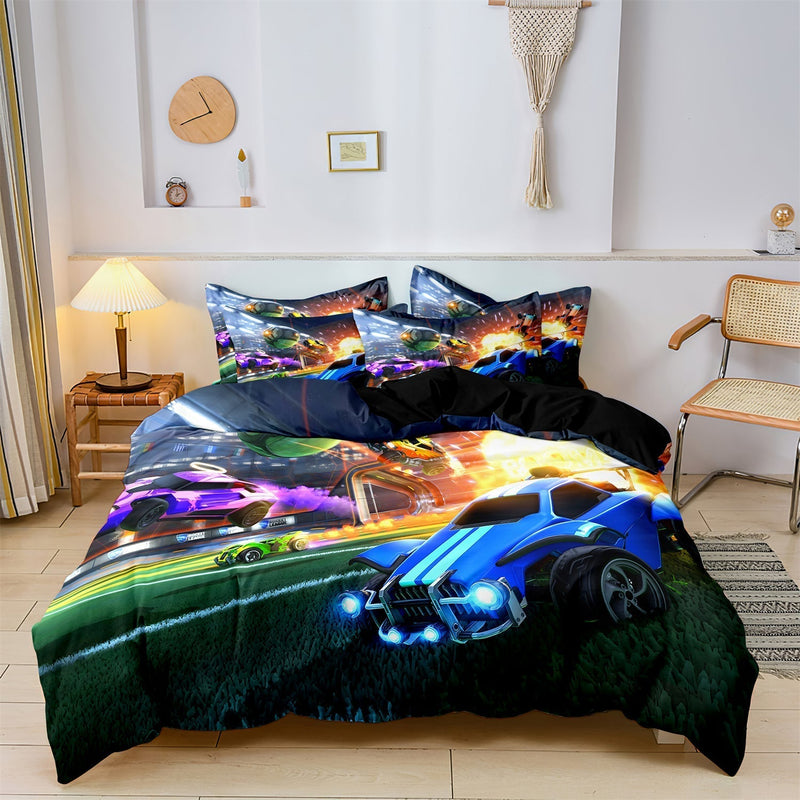 Adventurous Duvet Cover Stuntcar Race 140x200 for Boys - Perfect for a Dreamy Adventure!