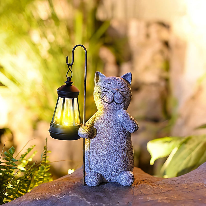 Shining Golden Solar Cat – Enchanting Garden Decoration with Magical Lighting