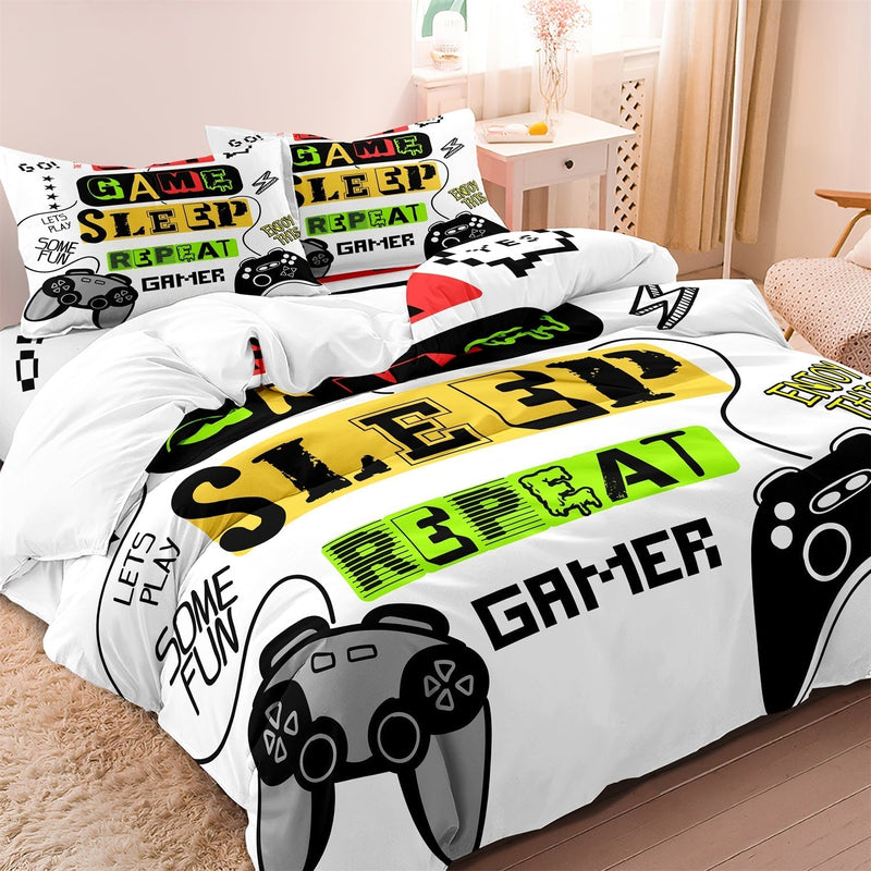 Ultimate Gamer Duvet Cover Set for Teens – Luxurious Soft Polyester/Cotton, Includes Pillowcase, Perfect for Single and Double Beds!