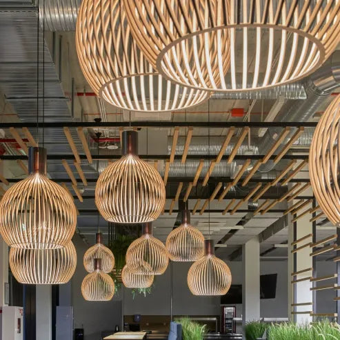 Stylish Japanese Bamboo Hanging Lamp in Birdcage - Perfect Creative Design for Restaurants and More!