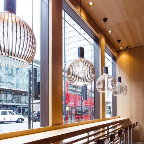 Stylish Japanese Bamboo Hanging Lamp in Birdcage - Perfect Creative Design for Restaurants and More!