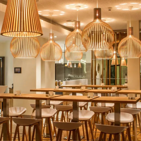 Stylish Japanese Bamboo Hanging Lamp in Birdcage - Perfect Creative Design for Restaurants and More!