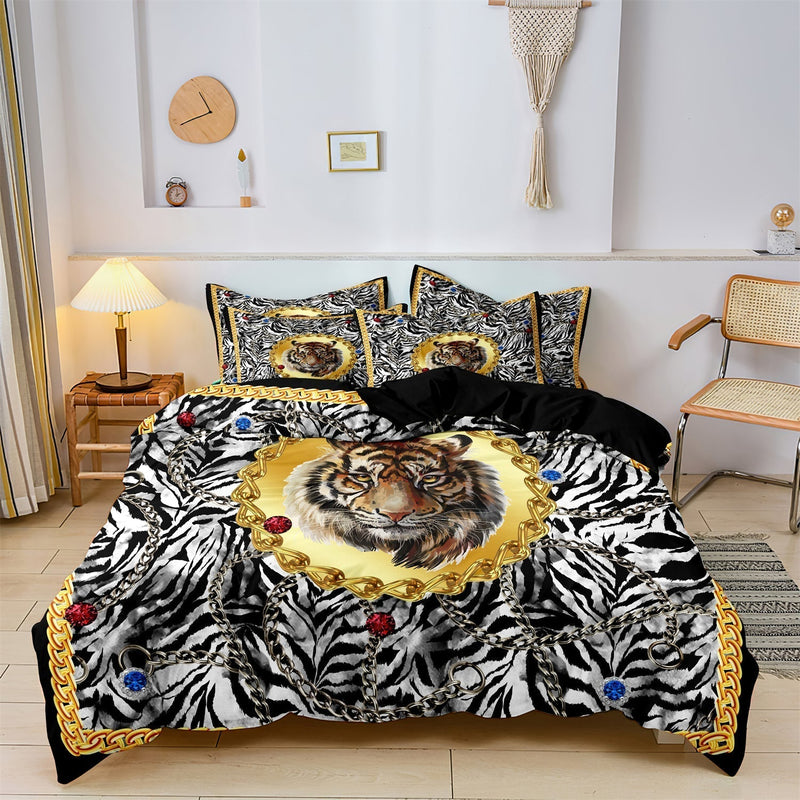 Adventurous Tiger Print Duvet Cover 140x200 cm for Children – Create a Jungle Sleep Experience with Delightfully Soft Cotton