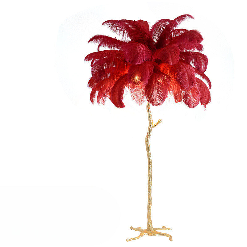 Stylish LED Floor Lamp with Beautiful Ostrich Feathers – Luxury Standing Lamp for Your Living Room and Bedroom