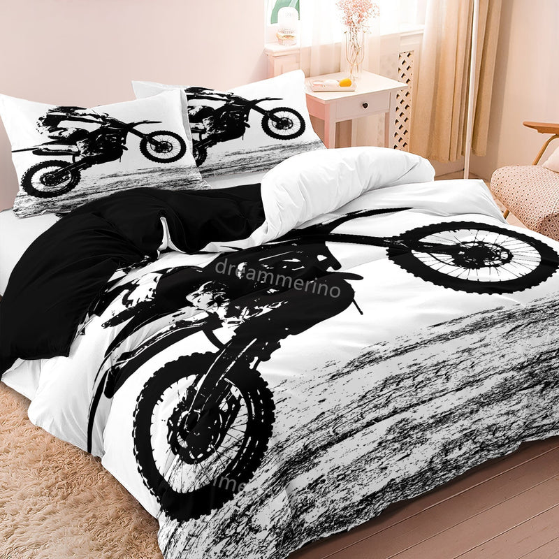 Adventurous Motorcycle Duvet Cover 140x200 cm – Luxury and Durable Bedding Made of 100% Microfiber for a Comfortable Night's Sleep
