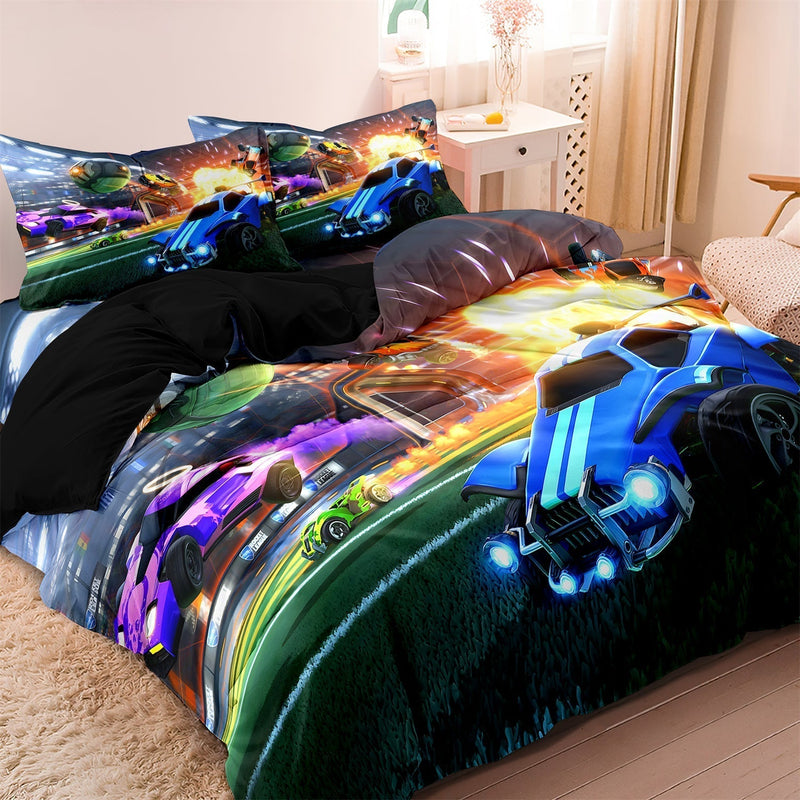Adventurous Duvet Cover Stuntcar Race 140x200 for Boys - Perfect for a Dreamy Adventure!