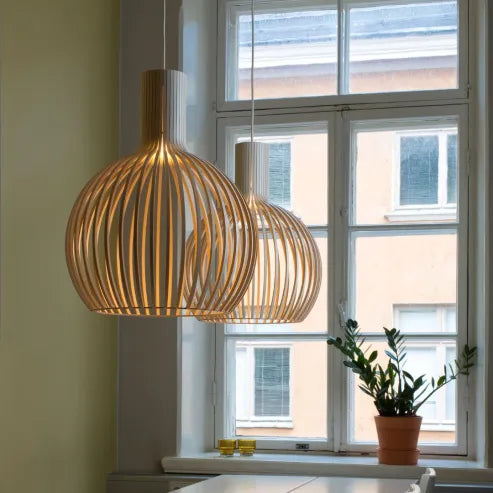 Stylish Japanese Bamboo Hanging Lamp in Birdcage - Perfect Creative Design for Restaurants and More!
