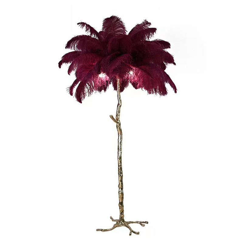 Stylish LED Floor Lamp with Beautiful Ostrich Feathers – Luxury Standing Lamp for Your Living Room and Bedroom