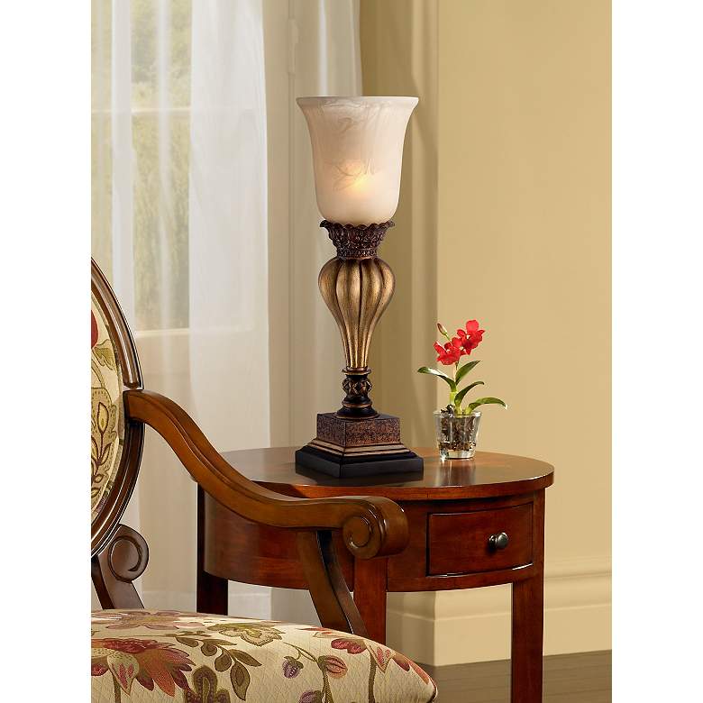 Gold Alabaster Glass Accent Console Lamp