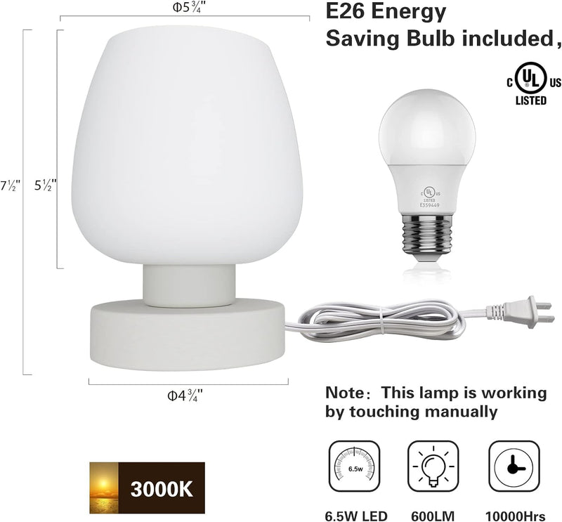 Stylish Set of 2 Dimmable Touch Table Lamps – Modern Night Lamps with User-Friendly Control