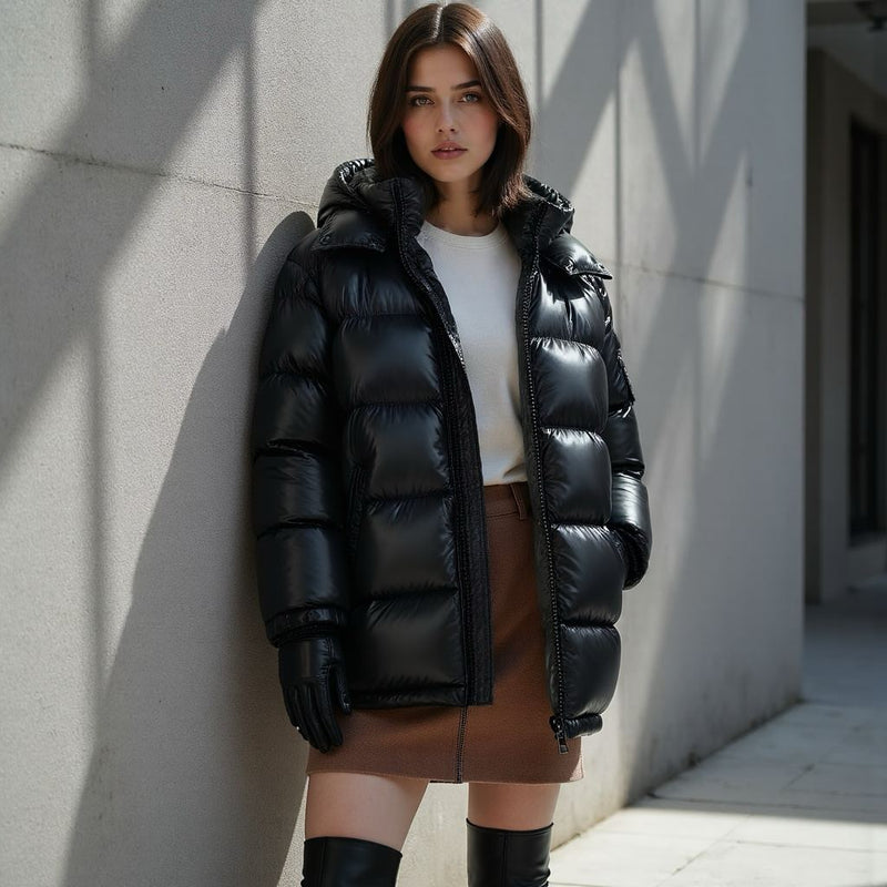 Bernadette Luxe Quilted Winter Jacket – Radiant Black Jacket for Women