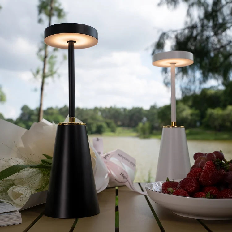 Elegant Wireless Dimmable Table Lamp in Black - With Memory Function and Rechargeable Battery for Perfect Lighting Indoors and Outdoors