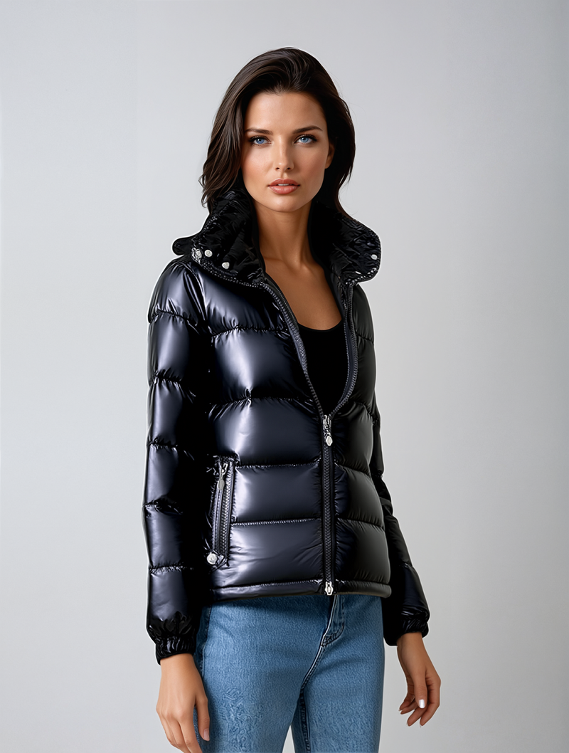 Bernadette Luxe Quilted Winter Jacket – Radiant Black Jacket for Women
