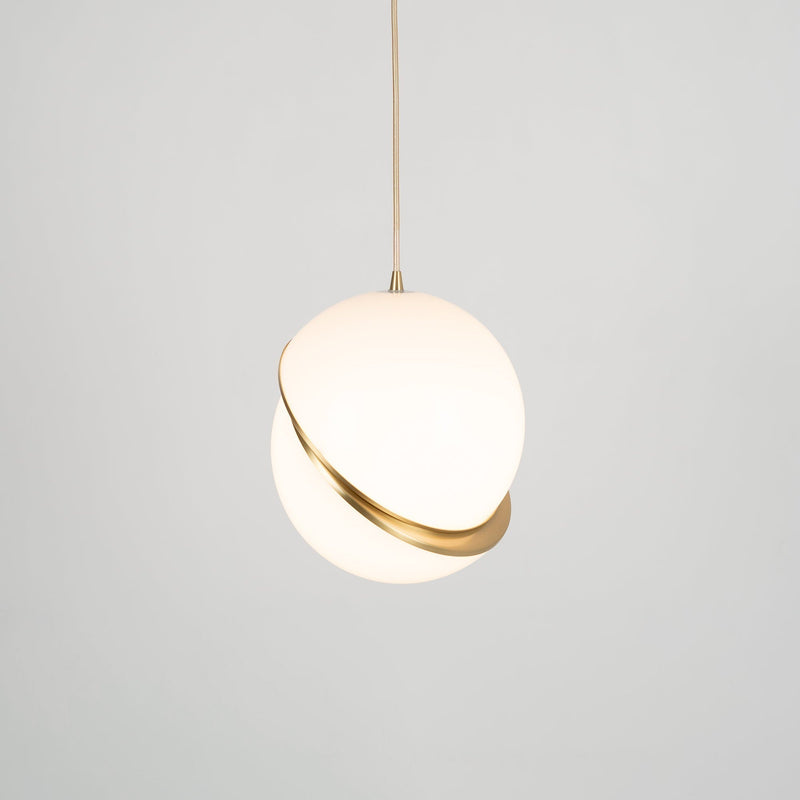 Soft Crescent LED Pendant Lamp – Sleek Half-Moon Ceiling Light in Elegant Brass & Acrylic