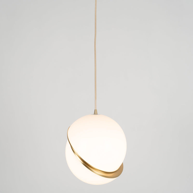 Soft Crescent LED Pendant Lamp – Sleek Half-Moon Ceiling Light in Elegant Brass & Acrylic