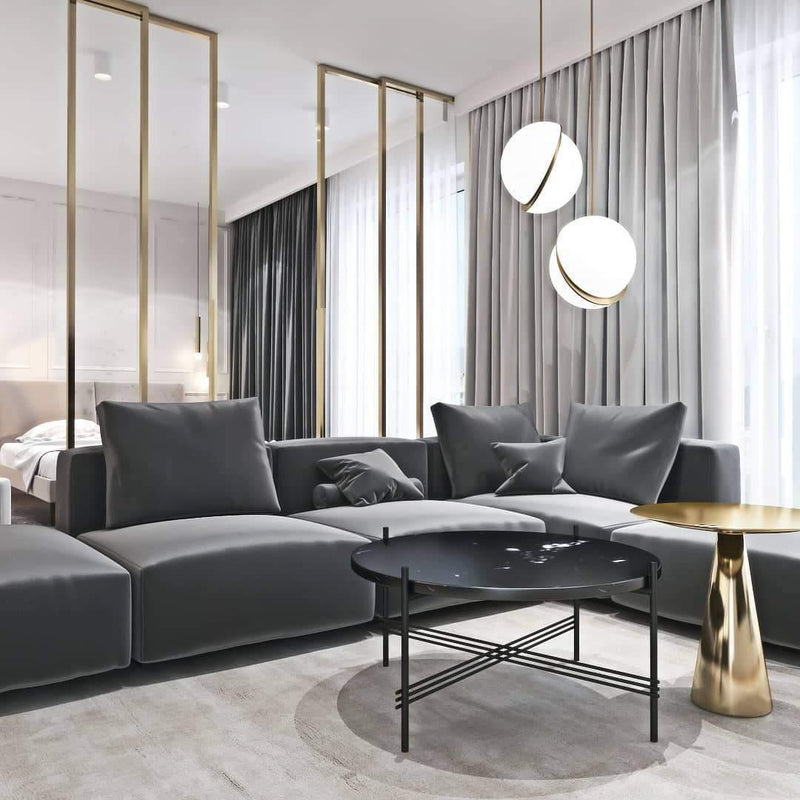 Soft Crescent LED Pendant Lamp – Sleek Half-Moon Ceiling Light in Elegant Brass & Acrylic