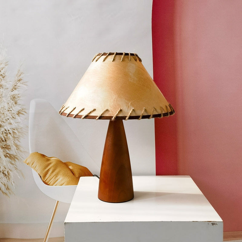 Century Style Solid Wood Table Lamp – Timeless Elegance with Warm LED Light, Ø30cm x H40cm