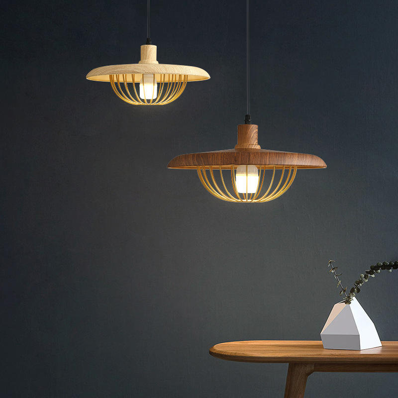 Atmospheric Scandinavian Wooden Pendant Lamp – Trendy Industrial Lighting for Any Space