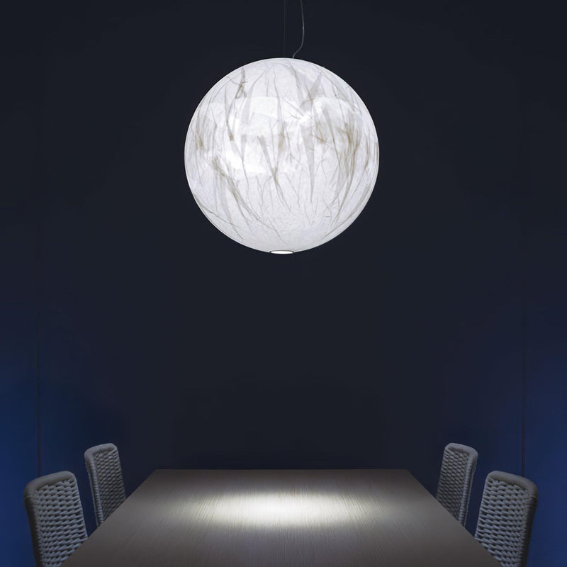 Mondseide Pendant Lamp – Stylish LED Lighting with Natural Silk and Luxurious Metal Finish