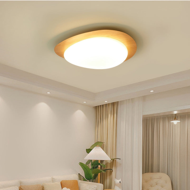 Stylish Scandinavian Pebble Ceiling Lamp – Elegant Minimalist Design with Wood Grain and Advanced LED Integration