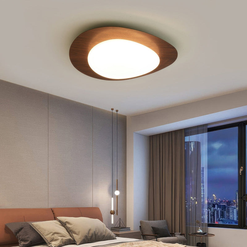 Stylish Scandinavian Pebble Ceiling Lamp – Elegant Minimalist Design with Wood Grain and Advanced LED Integration