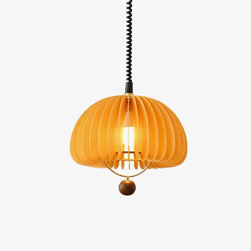 Stylish Pumpkin Pendant Lamp – Adjustable Design of Metal and Wood with a Natural Look
