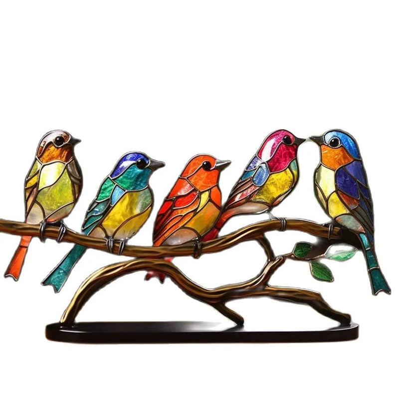 Vibrant Handmade Birds on Branch - A Natural Addition to Your Living Room and Workspace Decor
