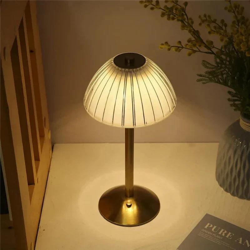 Shiny GlassGleam | Elegant wireless LED table lamp in three stylish colors with dimmable light for a cozy ambiance
