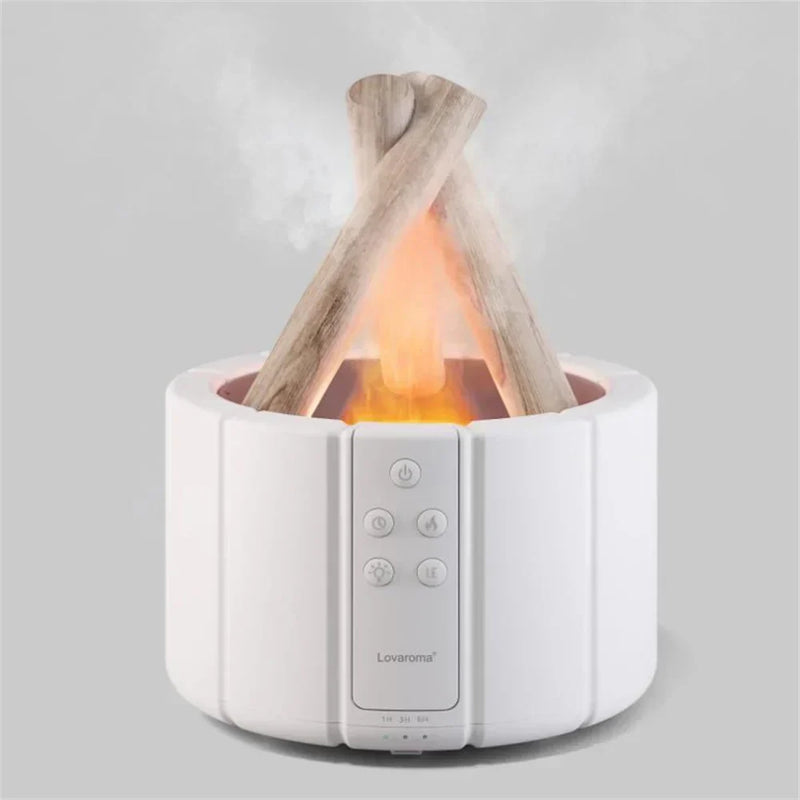 Illuminated Multifunctional Table Lamp with Humidifier and Aroma Diffuser – Enchanting Flame Effect with Remote Control