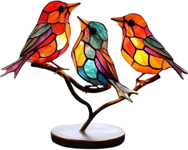 Vibrant Handmade Birds on Branch - A Natural Addition to Your Living Room and Workspace Decor