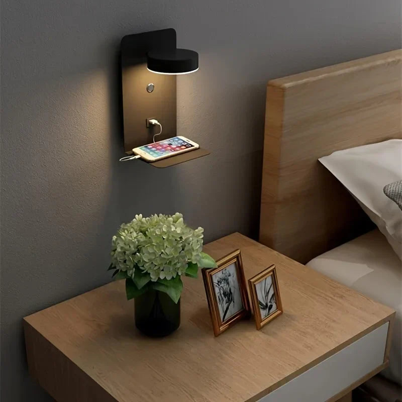 Stylish LED Night Light with USB Charging Port for the Bedroom – Elegant Minimalist Design and Energy Saving Lighting