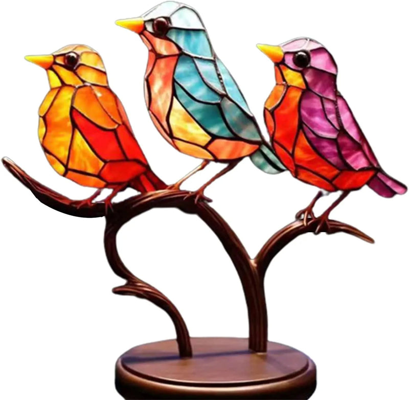 Vibrant Handmade Birds on Branch - A Natural Addition to Your Living Room and Workspace Decor