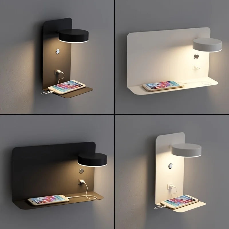 Stylish LED Night Light with USB Charging Port for the Bedroom – Elegant Minimalist Design and Energy Saving Lighting