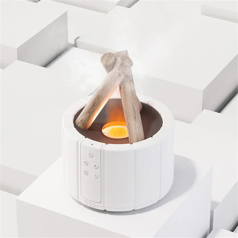 Illuminated Multifunctional Table Lamp with Humidifier and Aroma Diffuser – Enchanting Flame Effect with Remote Control