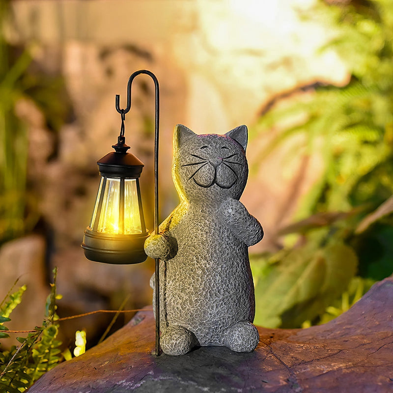 Shining Golden Solar Cat – Enchanting Garden Decoration with Magical Lighting