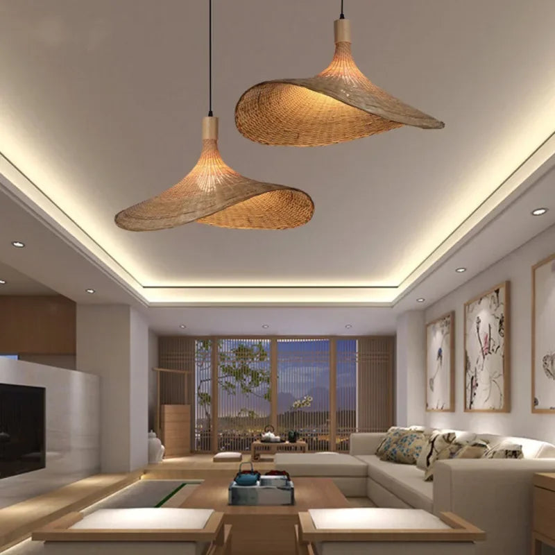 Bamboo Rattan Pendant Lamp for Dining Table – Create a Warmer Atmosphere in Your Living Room with Natural Lighting