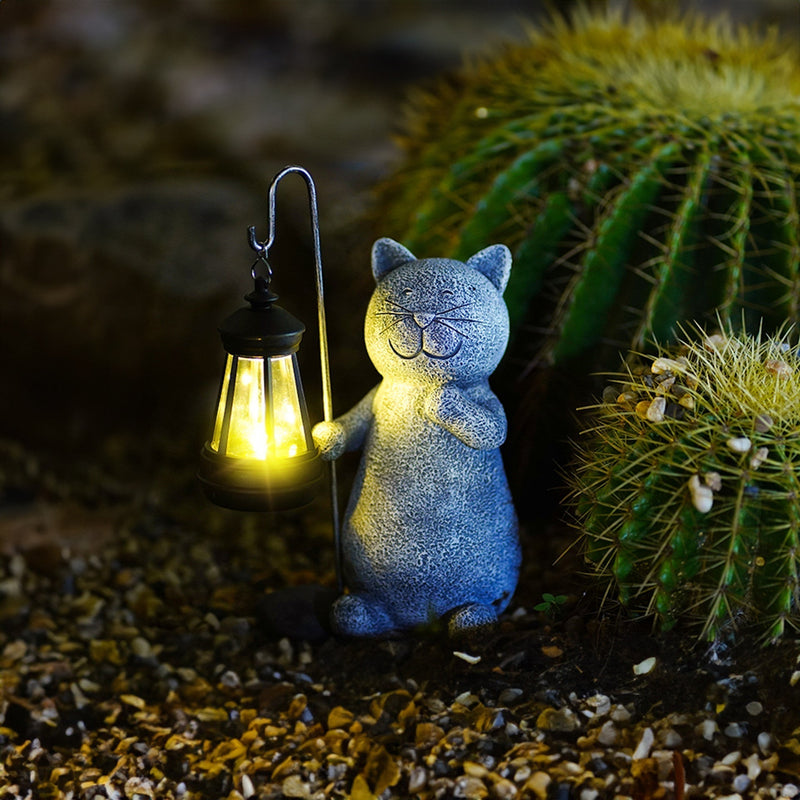 Shining Golden Solar Cat – Enchanting Garden Decoration with Magical Lighting