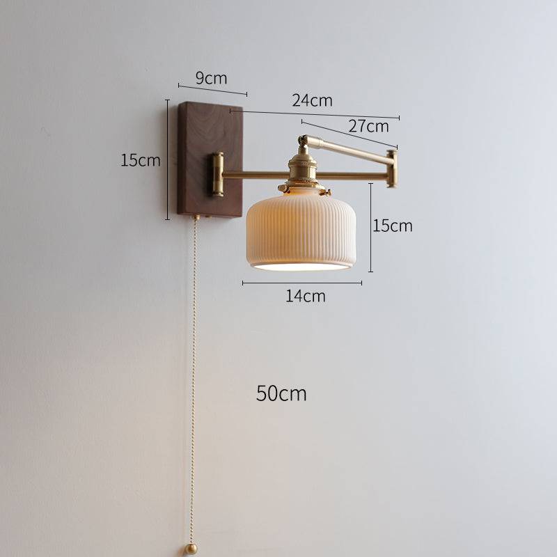 Stylish Wooden and Ceramic Wall Lamp - Elegant Black Wall Light for Indoor Interior
