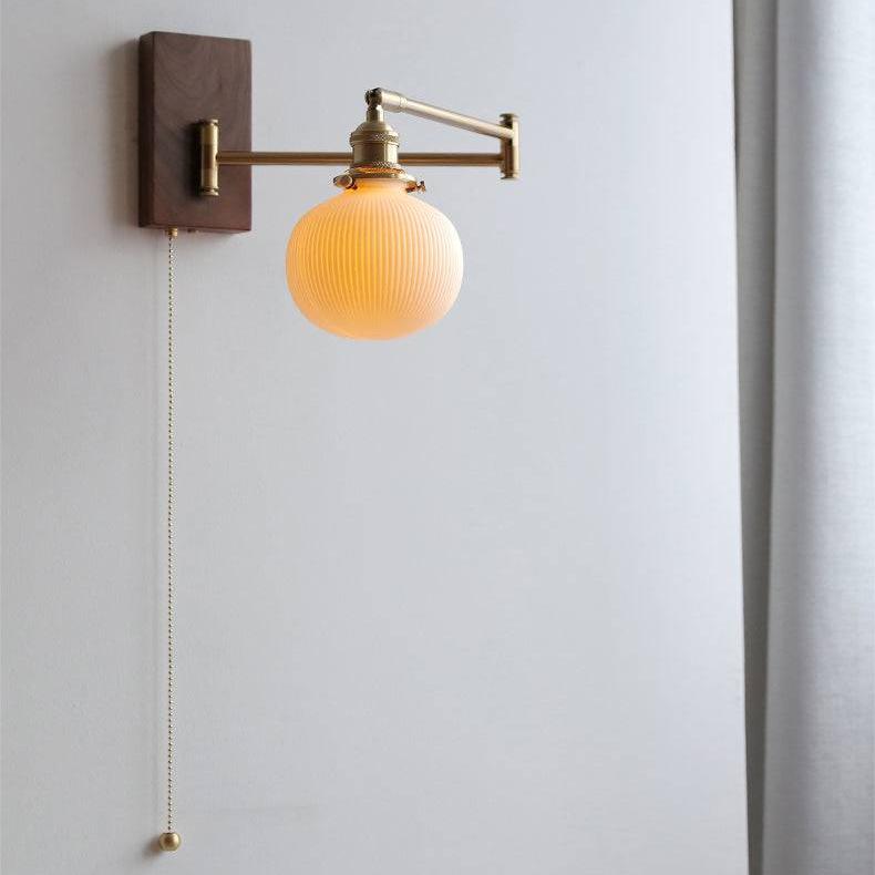 Stylish Wooden and Ceramic Wall Lamp - Elegant Black Wall Light for Indoor Interior