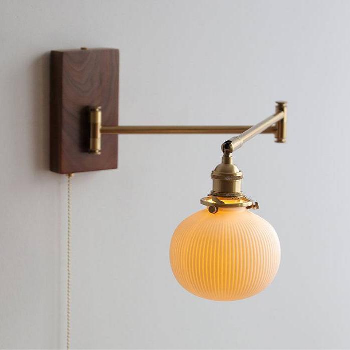 Stylish Wooden and Ceramic Wall Lamp - Elegant Black Wall Light for Indoor Interior
