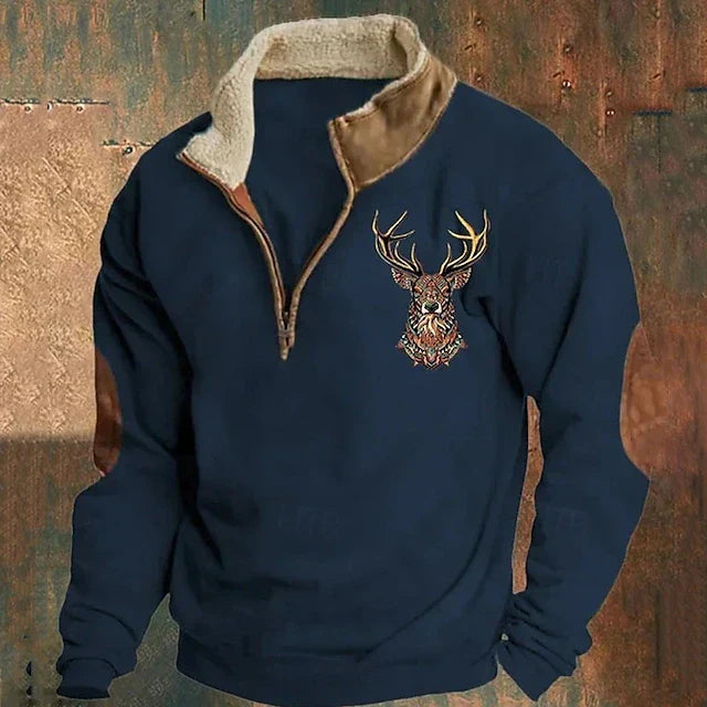 Zeke Men's Sweater – Elegant Rustic Look with Half Zip and Super Comfortable Cotton Blend