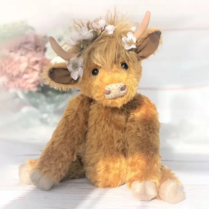 Charming Highland Cow Canvas – Floral Accent Painting for a Rustic Chic in Living Room & Bedroom