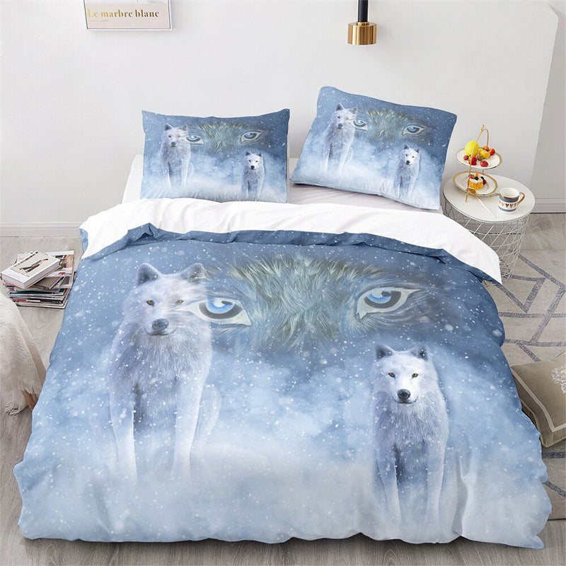 Cute Children's Duvet Cover with Protective Wolf – 100% Cotton for Safe and Comfortable Sleeping, 140x200 cm including Pillowcase 60x70 cm