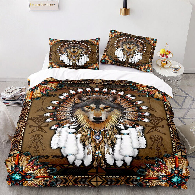 Cute Children's Duvet Cover with Protective Wolf – 100% Cotton for Safe and Comfortable Sleeping, 140x200 cm including Pillowcase 60x70 cm