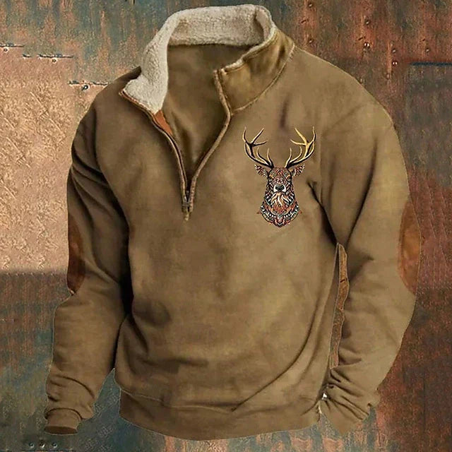 Zeke Men's Sweater – Elegant Rustic Look with Half Zip and Super Comfortable Cotton Blend