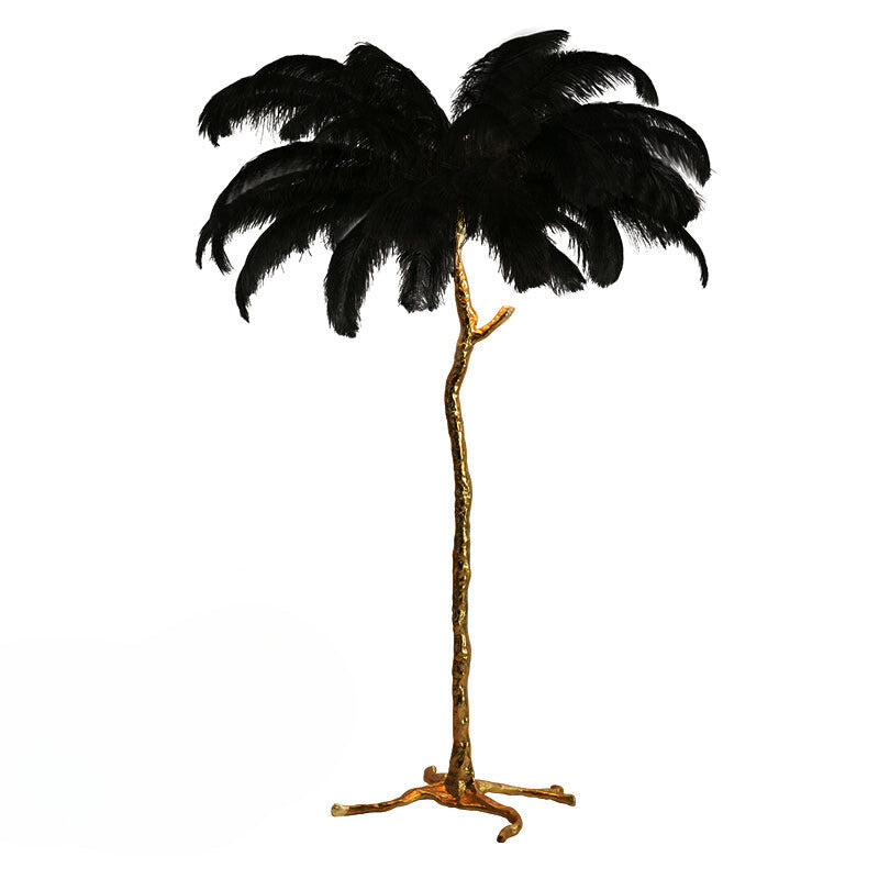 Stylish LED Floor Lamp with Beautiful Ostrich Feathers – Luxury Standing Lamp for Your Living Room and Bedroom