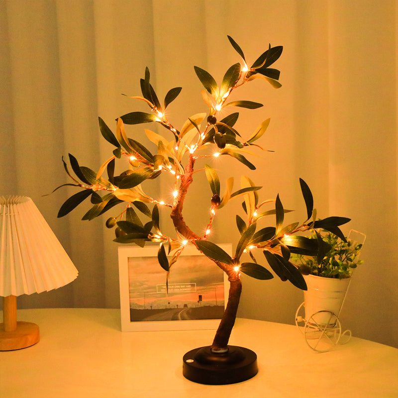 Stylish LED Boom Shaped Table Lamp with Warm Light – Ideal Natural Decor for Your Living Room and Bedroom, with Flexible Branches and Practical USB/Battery Power Supply